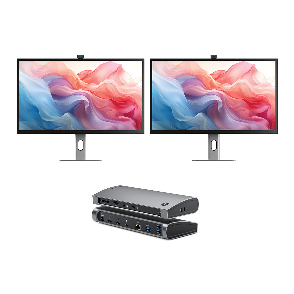 Clarity Max Touch 32 "UHD 4K Monitor with USB-Cパワー配信、Webカメラ、タッチスクリーン(2のパック) + Thunderbolt 4 Blaze Docking Station