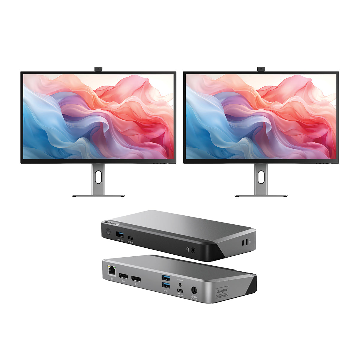 Clarity Max Touch 32 "UHD 4K Power Delivery、Webcam、Touch Screen(2のパック) + DX2デュアル4Kディスプレイユニバーサルドッキングステーション - 65Wの電力配信