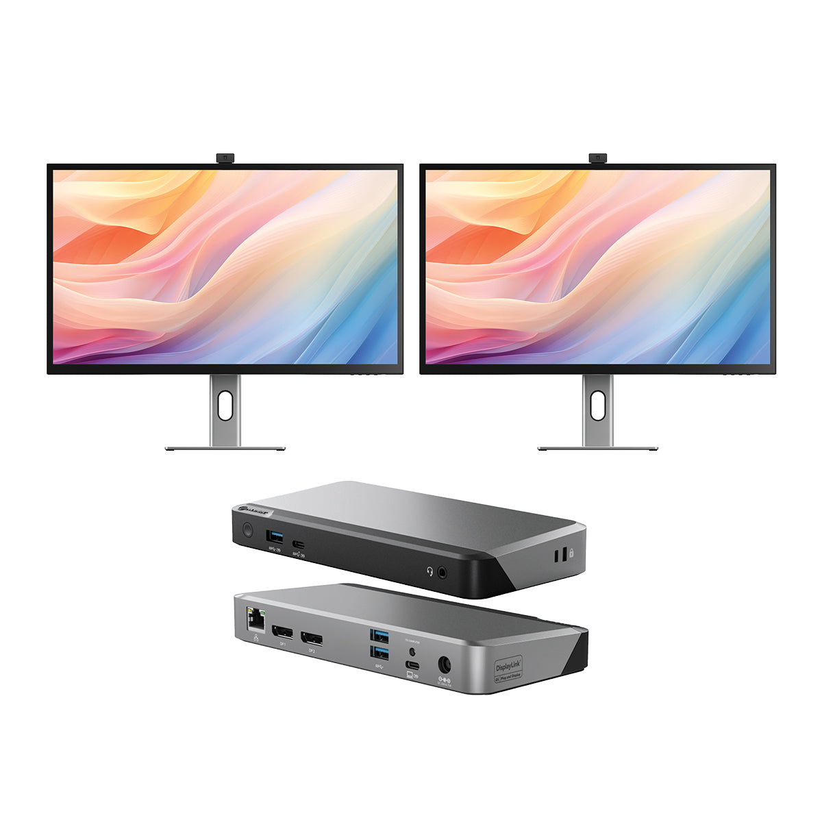 Clarity Max Pro 32 "UHD 4K USB-CパワーデリバリーとWebカメラ(パック2) + DX2デュアル4Kディスプレイ65W電源デリバリー付きユニバーサルドッキングステーション