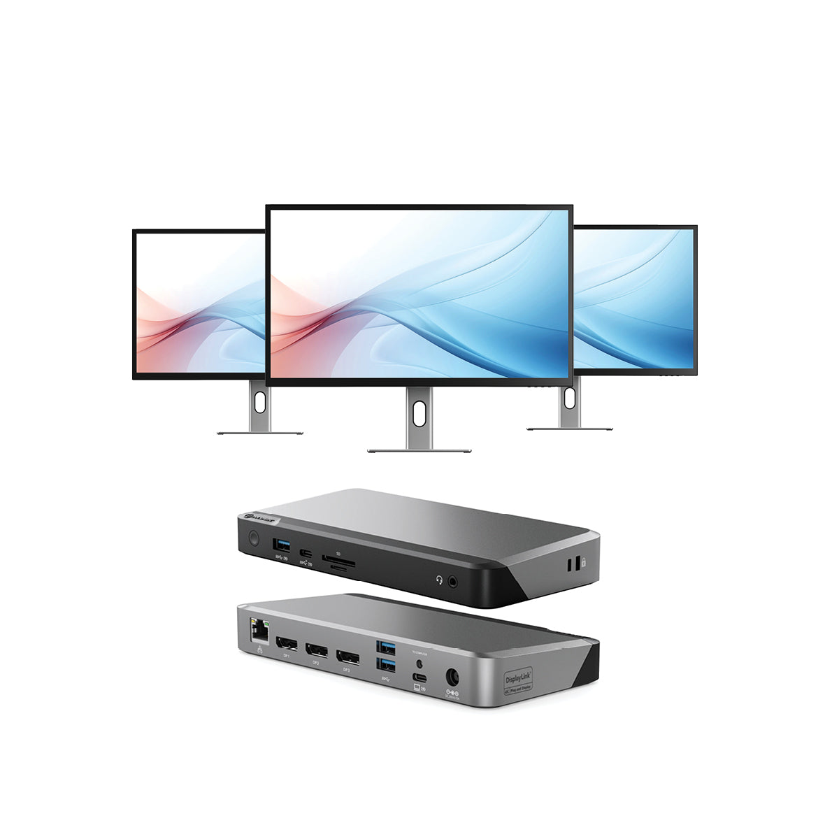 Clarity Max 32 "UHD 4K USB-Cパワーデリバリー(3のパック) + DX3トリプル4Kディスプレイユニバーサルドッキングステーション - 100Wの電力配信