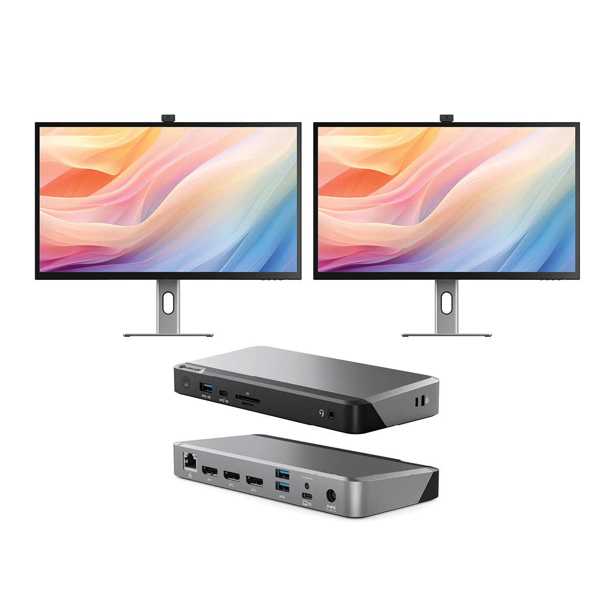 Clarity Max Pro 32 "UHD 4K USB-CパワーデリバリーとWebカメラ(パック3) + DX3トリプル4Kディスプレイユニバーサルドッキングステーション - 100Wの電力供給を備えています