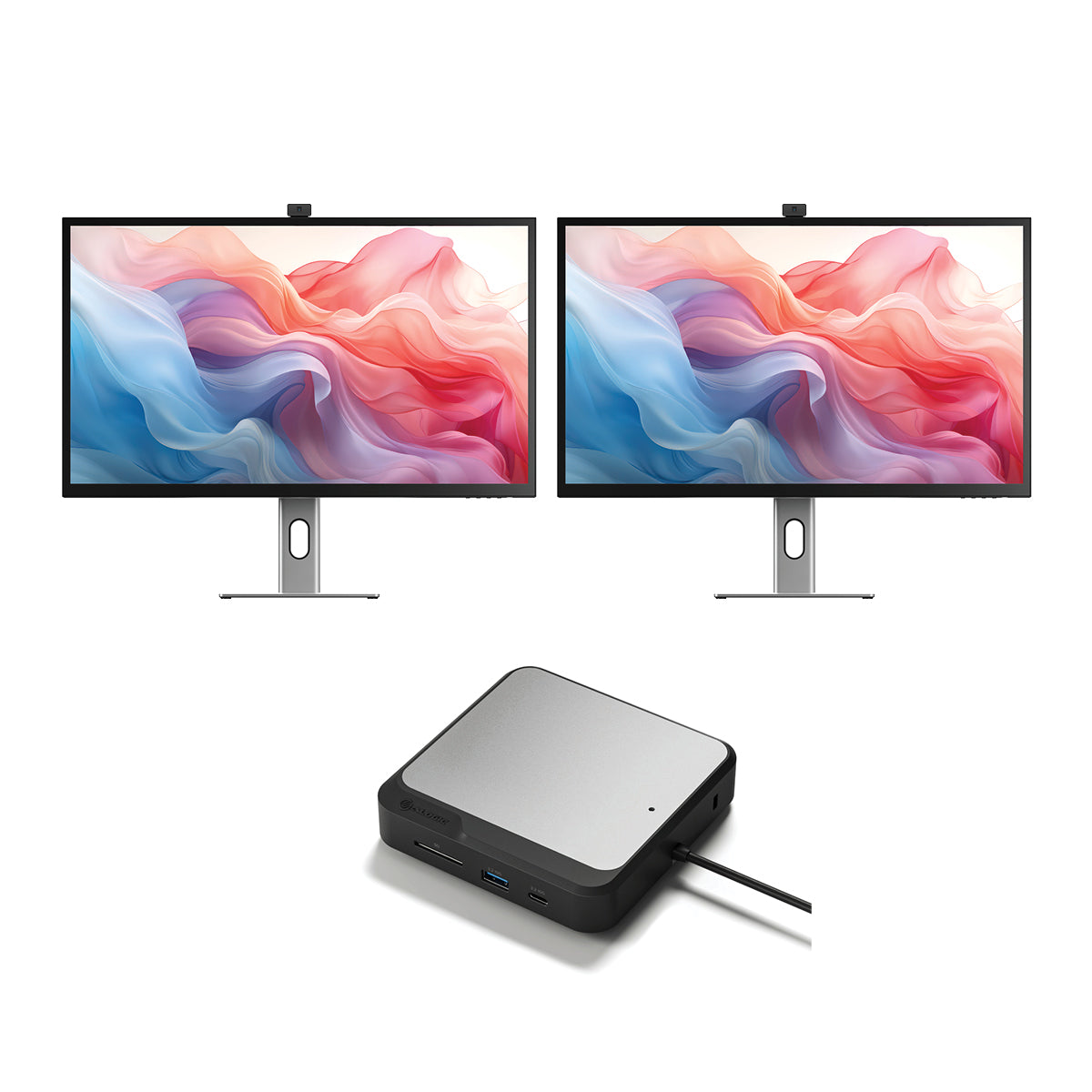 Clarity Max Touch 32 "UHD 4K Monitor with USB -C Power Delivery、WebCam、Touch Screen(Pack of 2) + Dual 4K Universal Docking Station -HDMI Edition