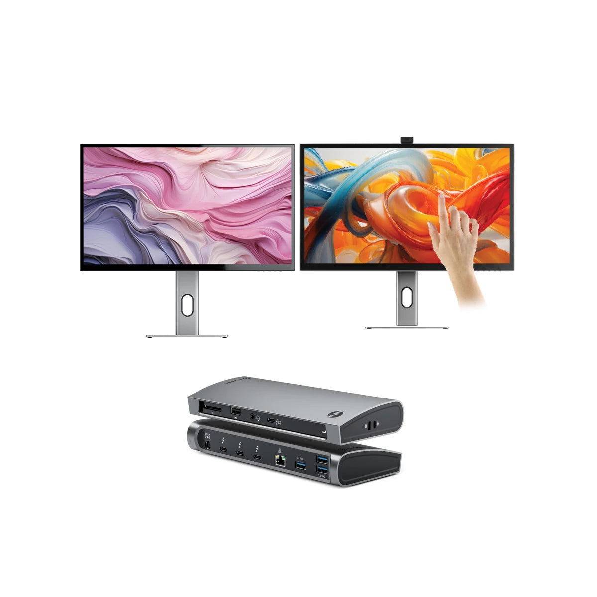 Clarity 27 "UHD 4Kモニター + Clarity Pro Touch 27" UHD 4Kモニター65W PD、WebCam、TouchScreen + Thunderbolt 4 Blaze Docking Station