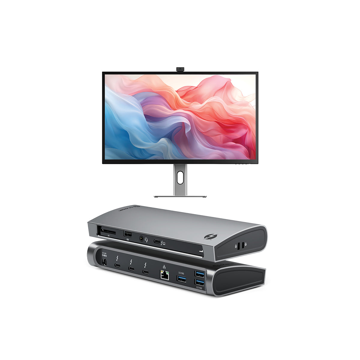 Clarity Max Touch 32 "UHD 4KモニターUSB-Cパワー配信、ウェブカメラ、タッチスクリーン + Thunderbolt 4 Blaze Dockingステーション