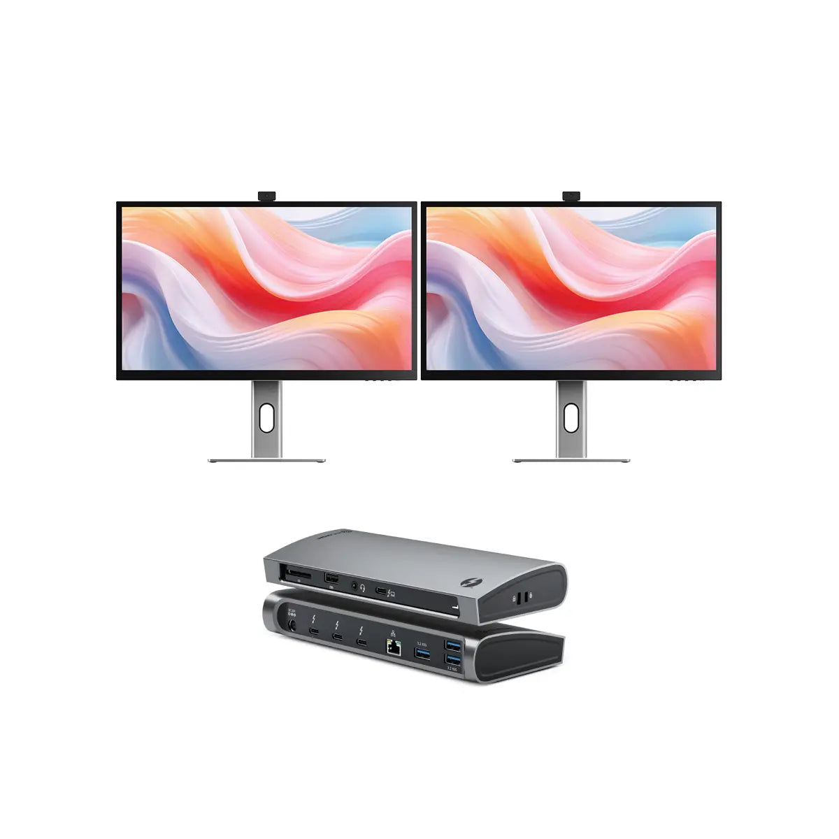 Clarity Pro 27 "UHD 4Kモニター65W PDとWebCam(2のパック) + Thunderbolt 4 Blaze Docking Station