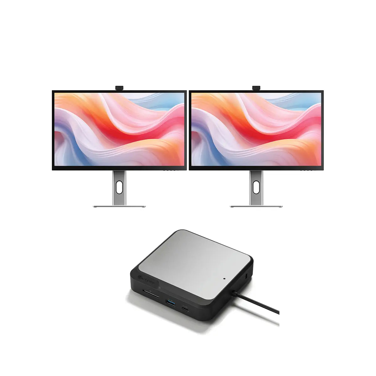 Clarity Pro 27 "UHD 4Kモニター65W PDとWebCam(2のパック) +デュアル4Kユニバーサルドッキングステーションディスプレイポートエディション
