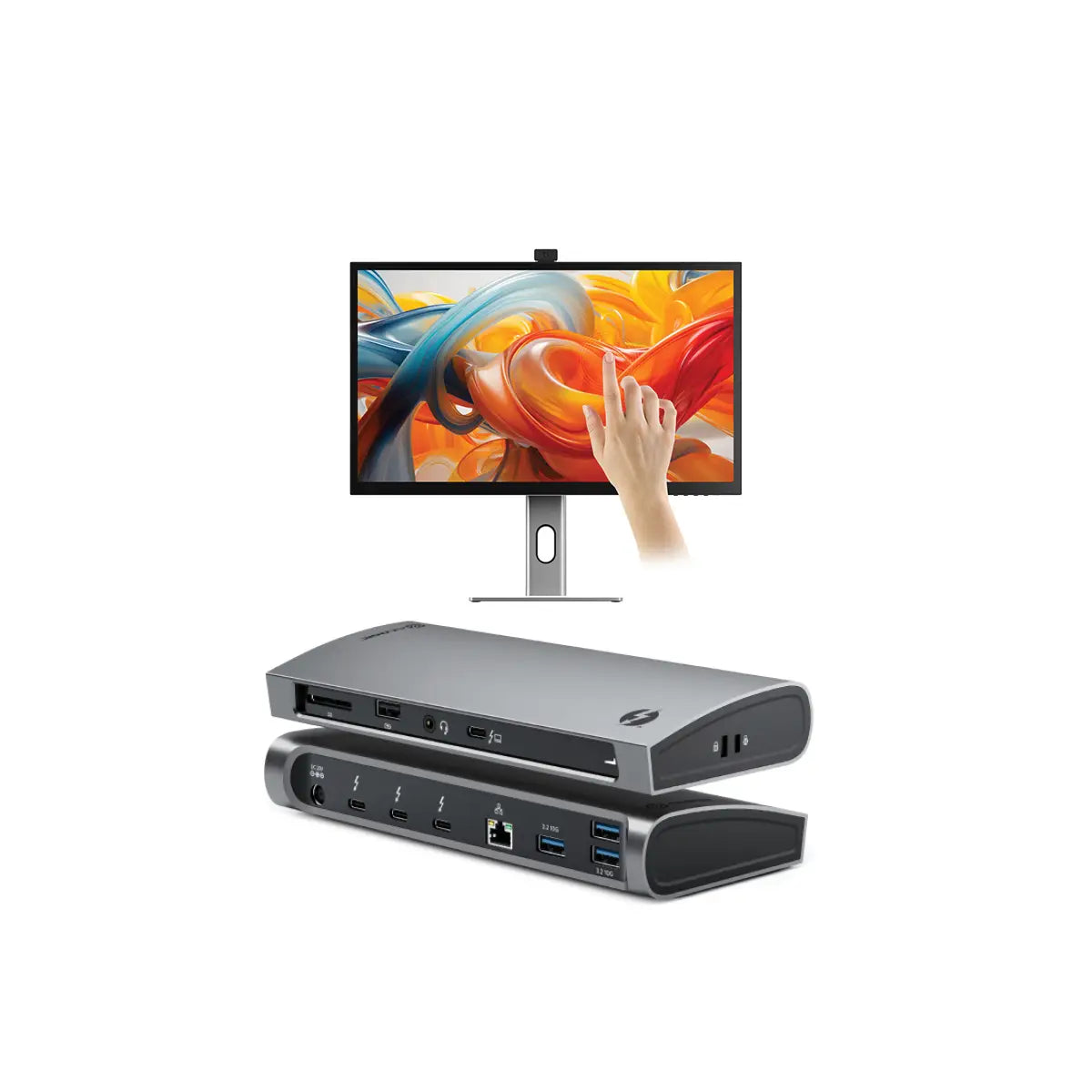 Clarity Pro Touch 27 "UHD 4Kモニター65W PD、WebCam、TouchScreen + Thunderbolt 4 Blaze Dockingステーション