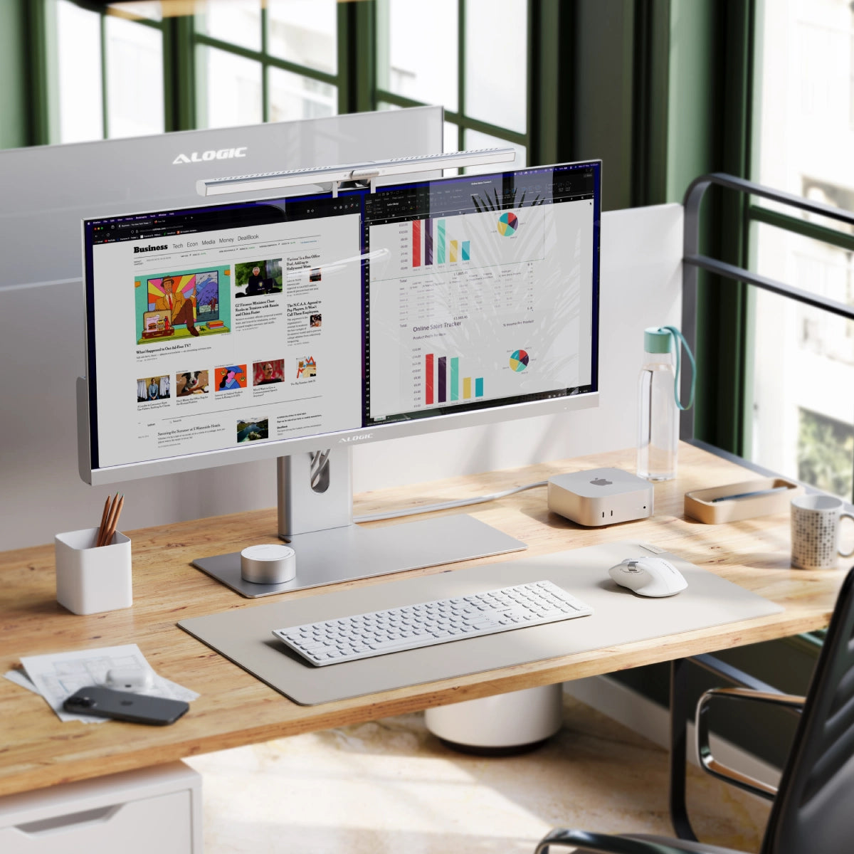 Edge 34" Ultrawide QHD 4K Monitor Ultimate Home Office Kit - Silver