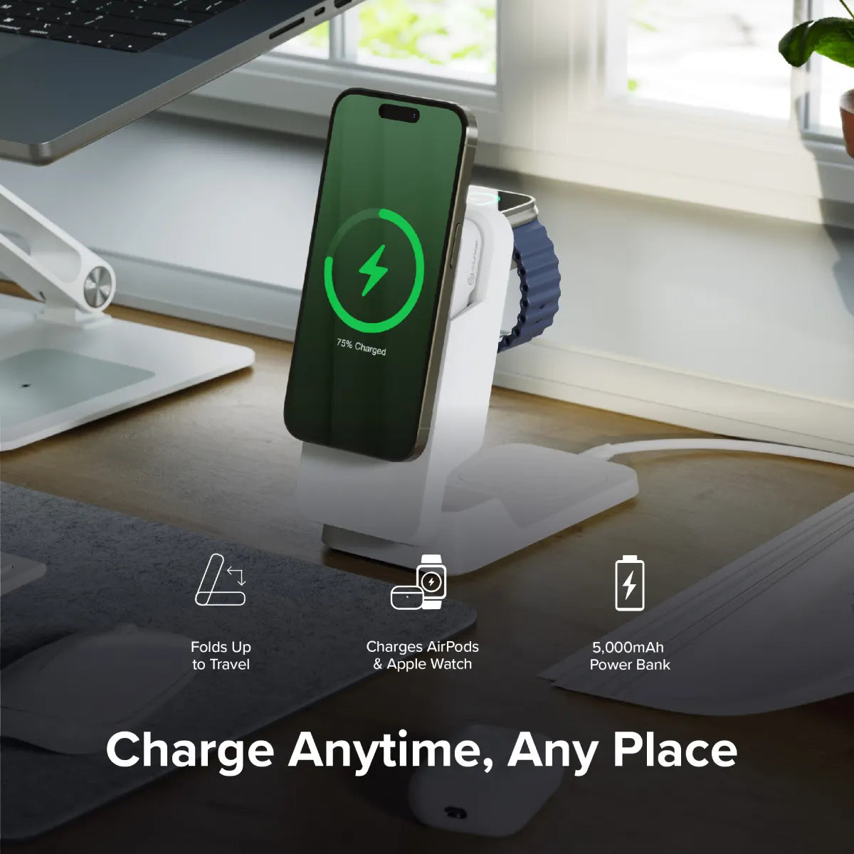 Matrix Ultimate 3-in-1 Wireless Charger with 5,000mAh MagSafe Power Bank