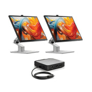 Clarity Fold Touch 27 インチ 4K UHD モニター、65W 電力供給、ウェブカメラ、タッチスクリーン、折りたたみスタンド (2 個パック) + デュアル 4K ユニバーサル ドッキング ステーション - DisplayPort エディション
