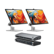 Clarity Fold Touch 27 インチ 4K UHD モニター、65W 電力供給、ウェブカメラ、タッチスクリーン、折りたたみスタンド (2 個パック) + Thunderbolt 4 BLAZE ドッキング ステーション