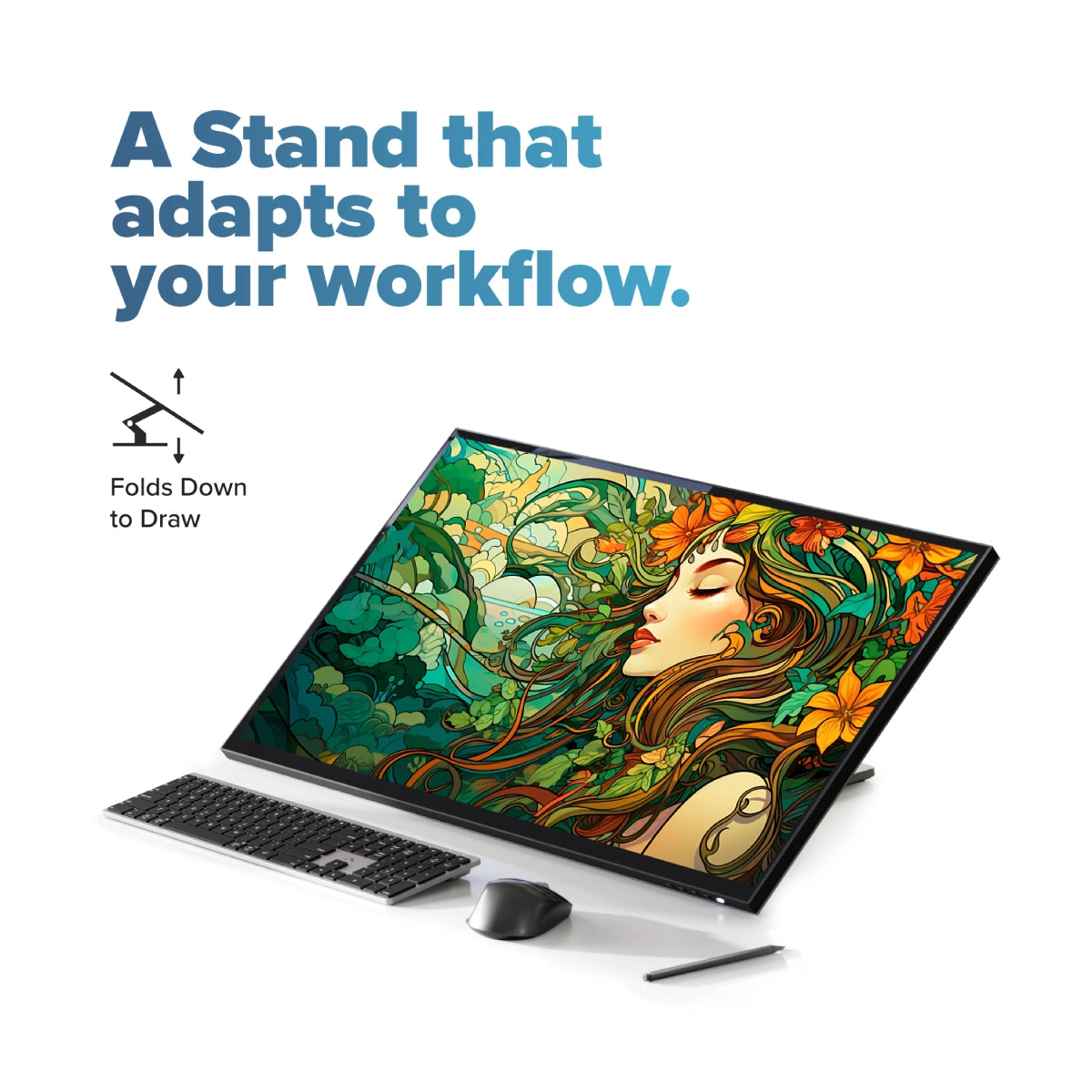 Clarity Fold Touch 32 インチ 4K UHD モニター、65W 電力供給、ウェブカメラ、タッチスクリーン、折りたたみスタンド付き
