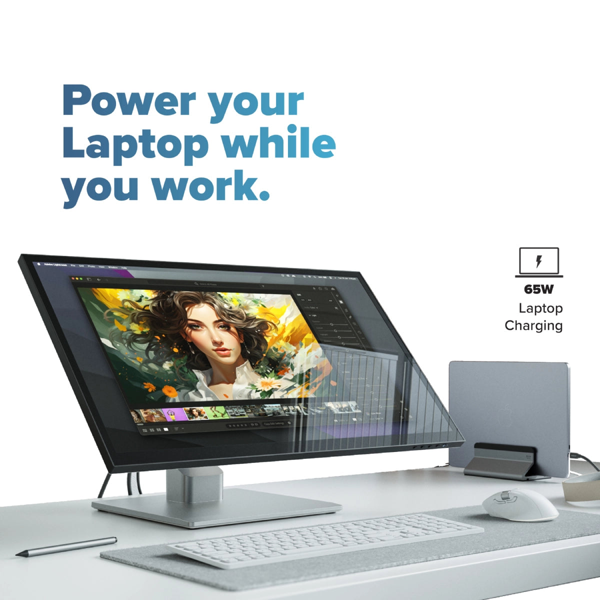 Clarity Fold Touch 32 インチ 4K UHD モニター、65W 電力供給、ウェブカメラ、タッチスクリーン、折りたたみスタンド付き
