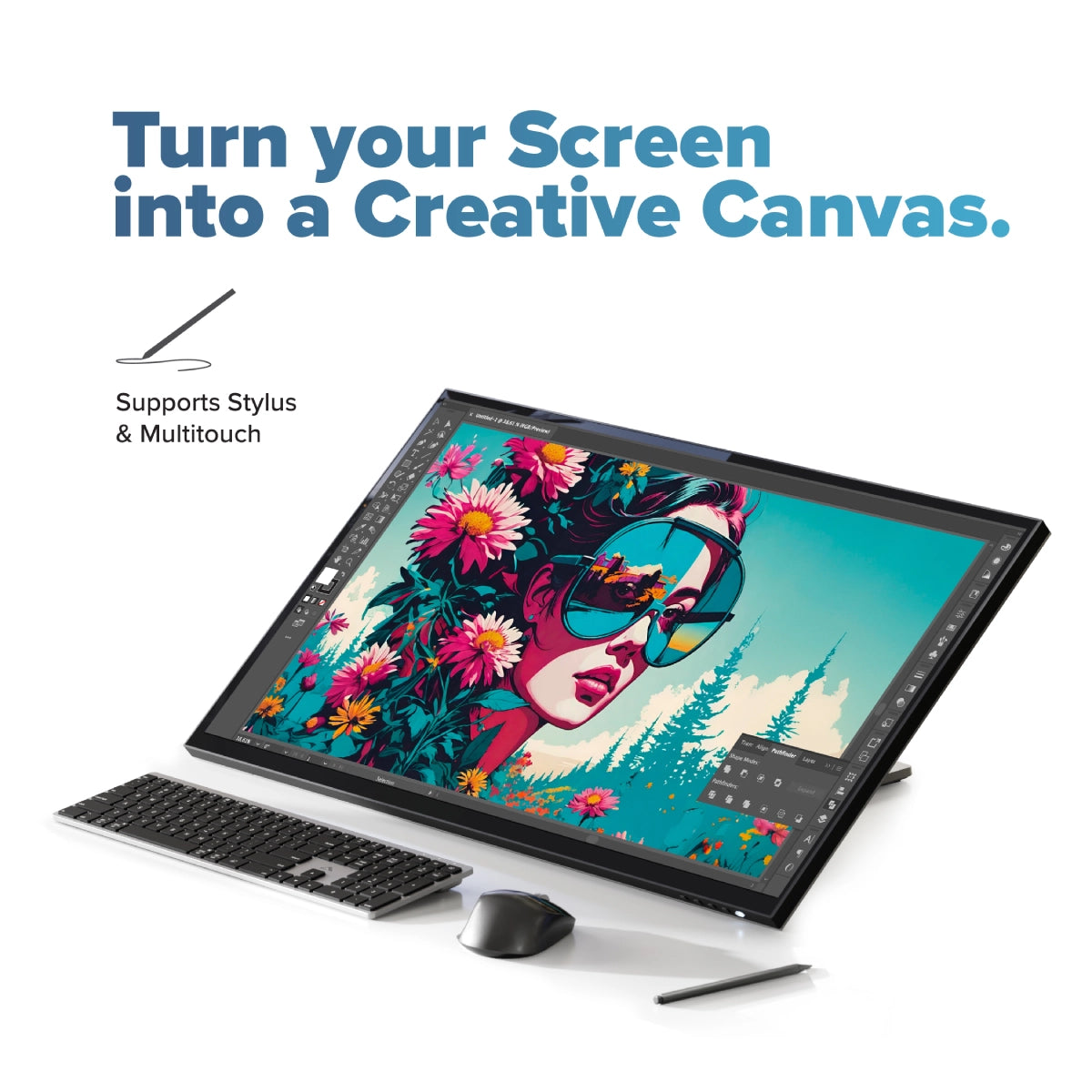 Clarity Fold Touch 32 インチ 4K UHD モニター、65W 電力供給、ウェブカメラ、タッチスクリーン、折りたたみスタンド付き