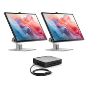 Clarity Fold Touch 32 インチ 4K UHD モニター、65W 電力供給、ウェブカメラ、タッチスクリーン、折りたたみスタンド (2 個パック) + デュアル 4K ユニバーサル ドッキング ステーション - HDMI エディション