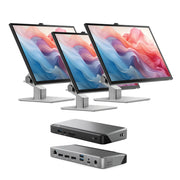 Clarity Fold Touch 32 インチ 4K UHD モニター、65W 電力供給、ウェブカメラ、タッチスクリーン、折りたたみスタンド (3 個パック) + DX3 トリプル 4K ディスプレイ ユニバーサル ドッキング ステーション _ 100W 電力供給付き