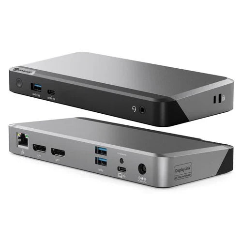 Clarity Fold Touch 32 インチ 4K UHD モニター、65W 電力供給、ウェブカメラ、タッチスクリーン、折りたたみスタンド (2 個パック) + DX2 デュアル 4K ディスプレイ ユニバーサル ドッキング ステーション - 65W 電力供給付き