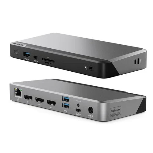 Clarity Fold Touch 32 インチ 4K UHD モニター、65W 電力供給、ウェブカメラ、タッチスクリーン、折りたたみスタンド (3 個パック) + DX3 トリプル 4K ディスプレイ ユニバーサル ドッキング ステーション _ 100W 電力供給付き