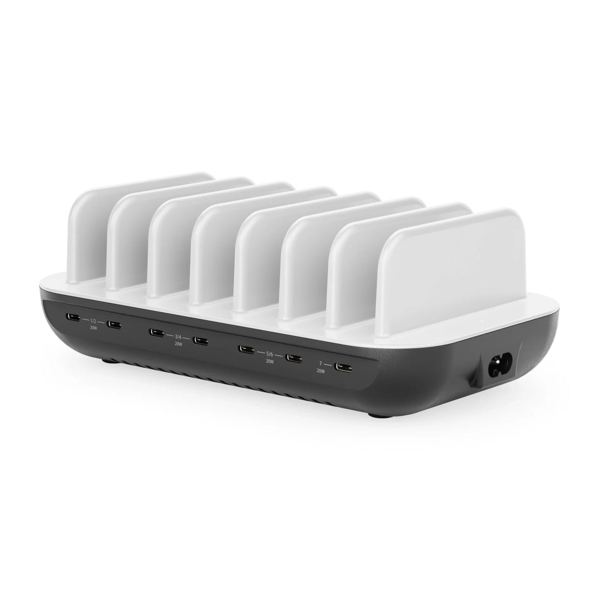 Powerfin 7 ポート USB-C デスクトップ 80W 充電ステーション、USB-C ケーブル付属