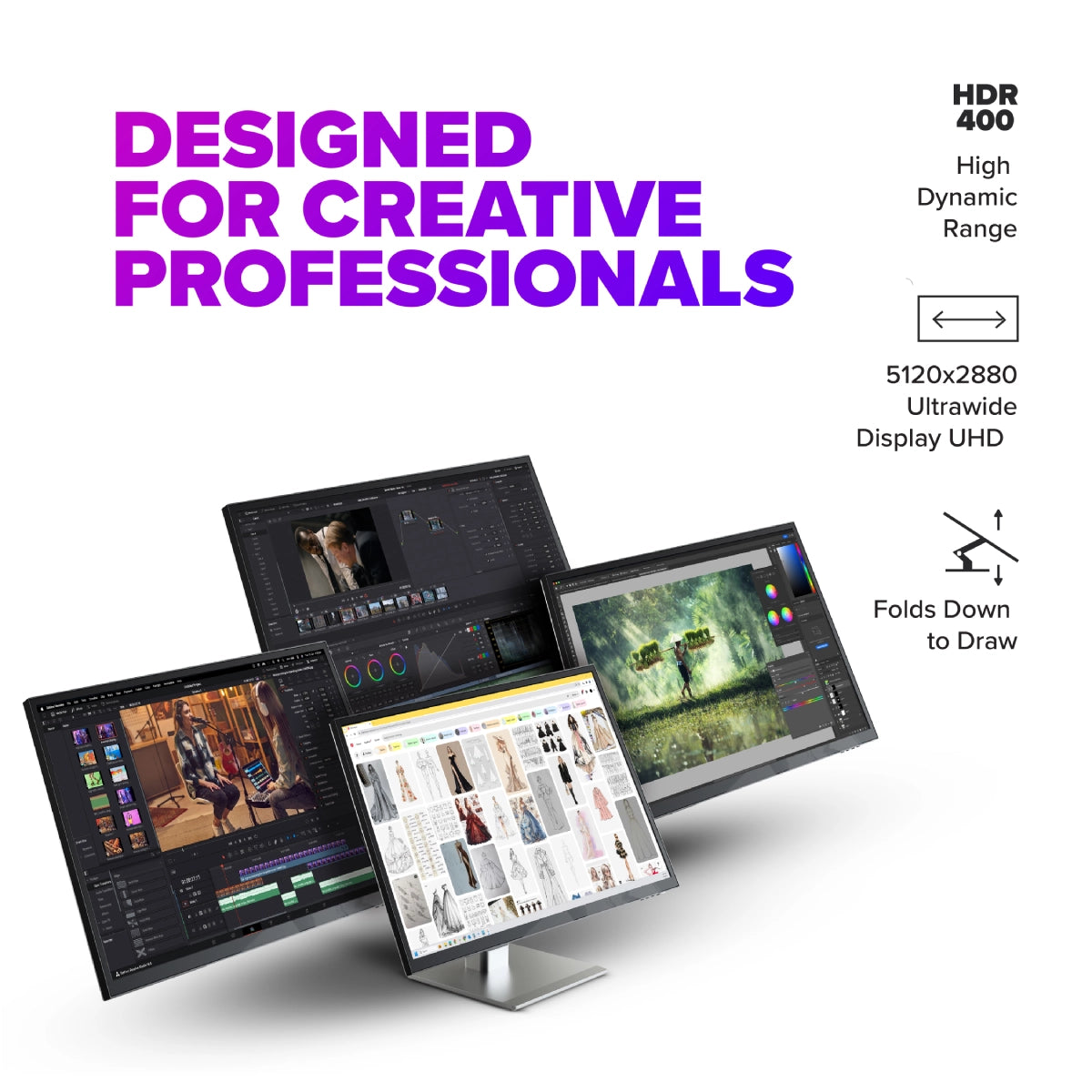 USB-C パワーデリバリーとタッチスクリーンを備えた Clarity 5K Fold Touch 27 インチ UHD モニター
