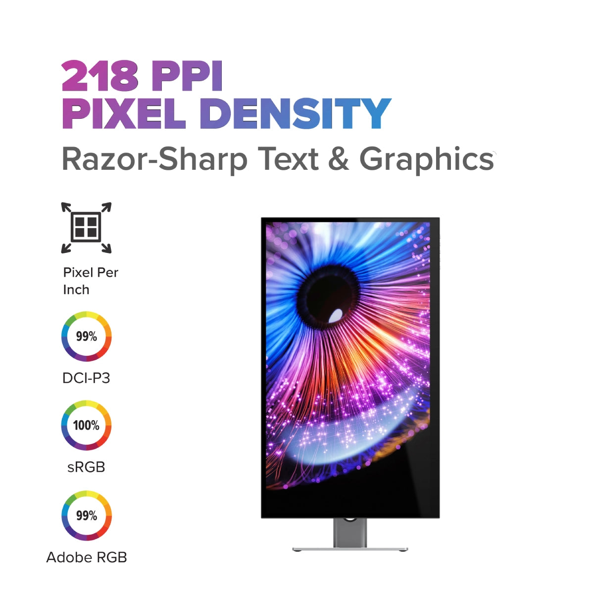 Clarity 5K 27 インチ モニター、65W ラップトップ充電 USB-C ハブ付き