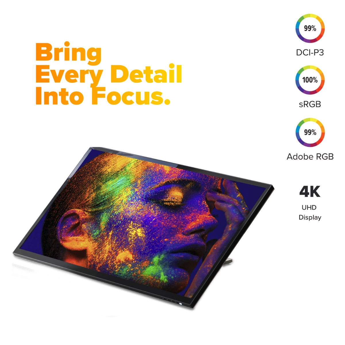 Clarity Fold Touch 27 インチ 4K UHD モニター、65W 電力供給、ウェブカメラ、タッチスクリーン、折りたたみスタンド付き