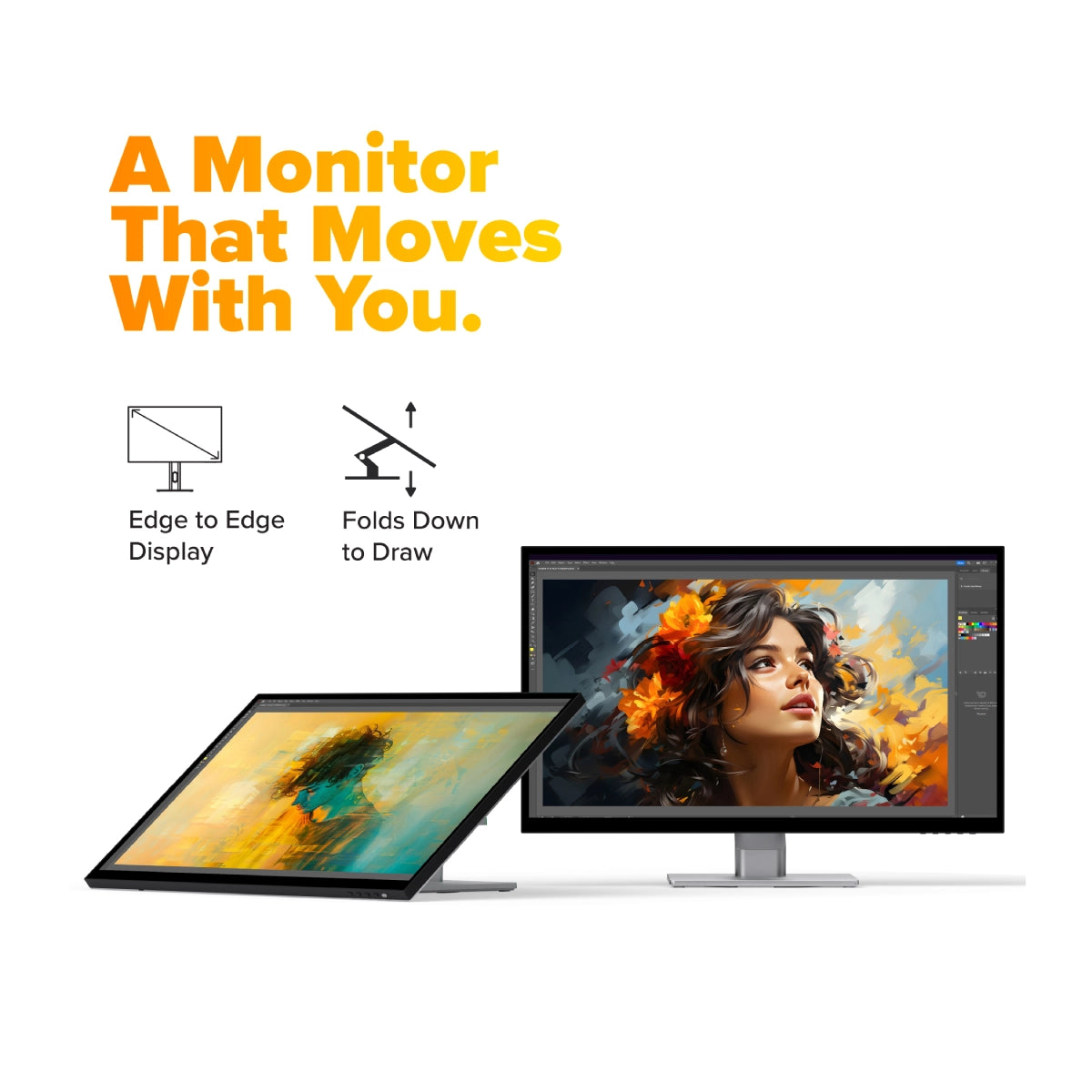 Clarity Fold Touch 27 インチ 4K UHD モニター、65W 電力供給、ウェブカメラ、タッチスクリーン、折りたたみスタンド付き