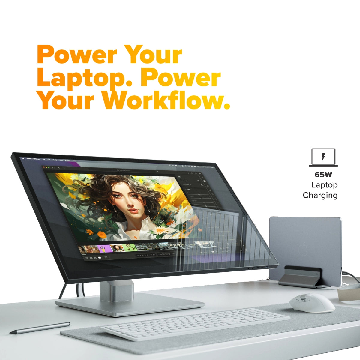 Clarity Fold Touch 27 インチ 4K UHD モニター、65W 電力供給、ウェブカメラ、タッチスクリーン、折りたたみスタンド付き