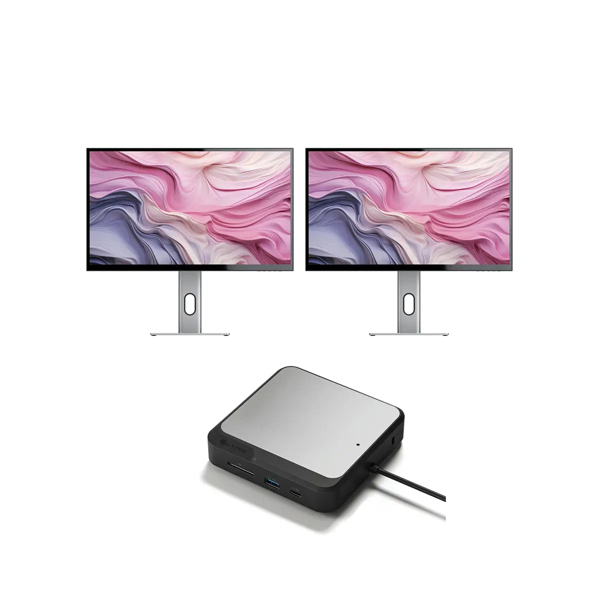 Clarity 27” UHD 4Kモニター（2のパック） +デュアル4Kユニバーサルドッキングステーション -  DisplayPort Edition