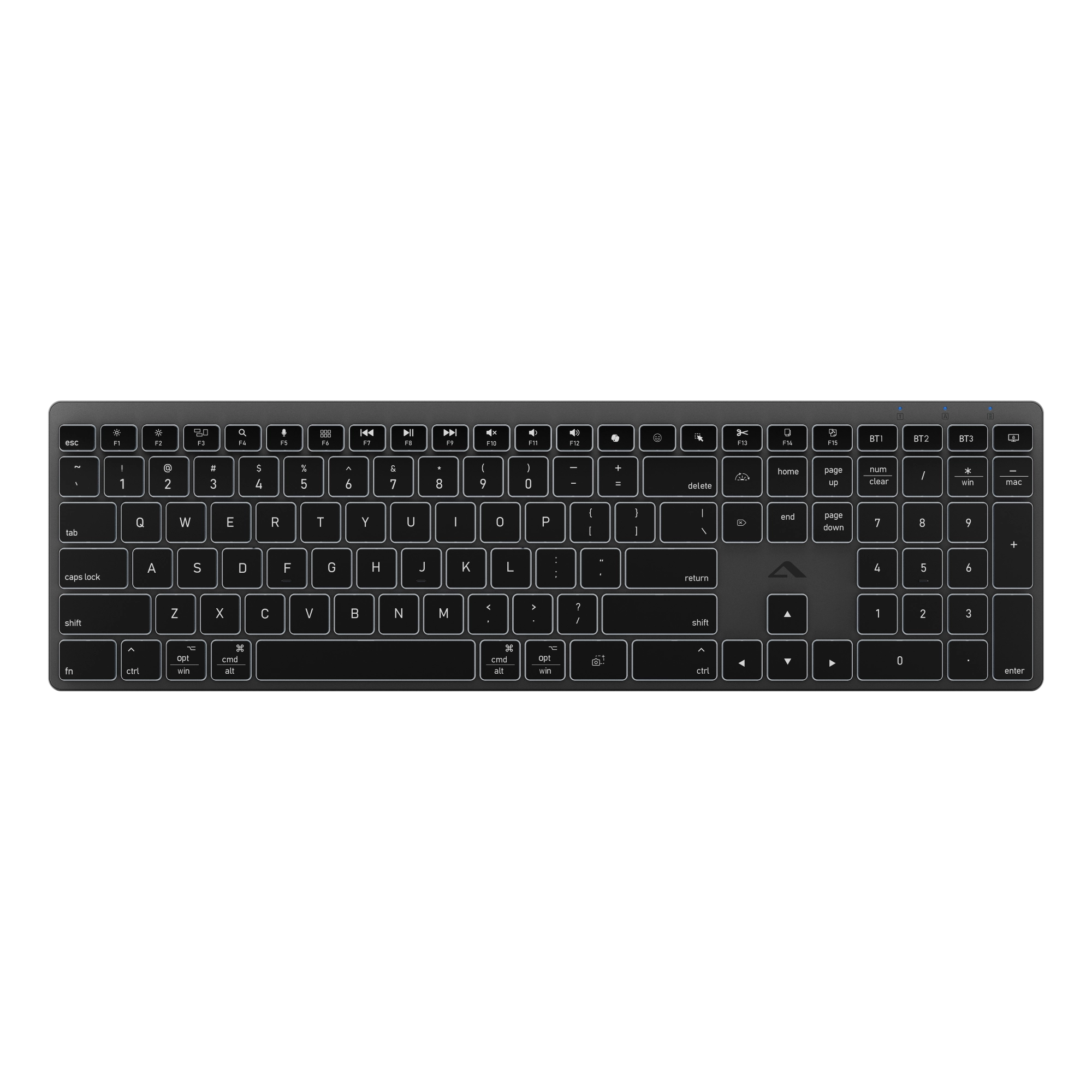Hush フルサイズ USB-C 充電式ワイヤレス キーボード (バックライト付き)