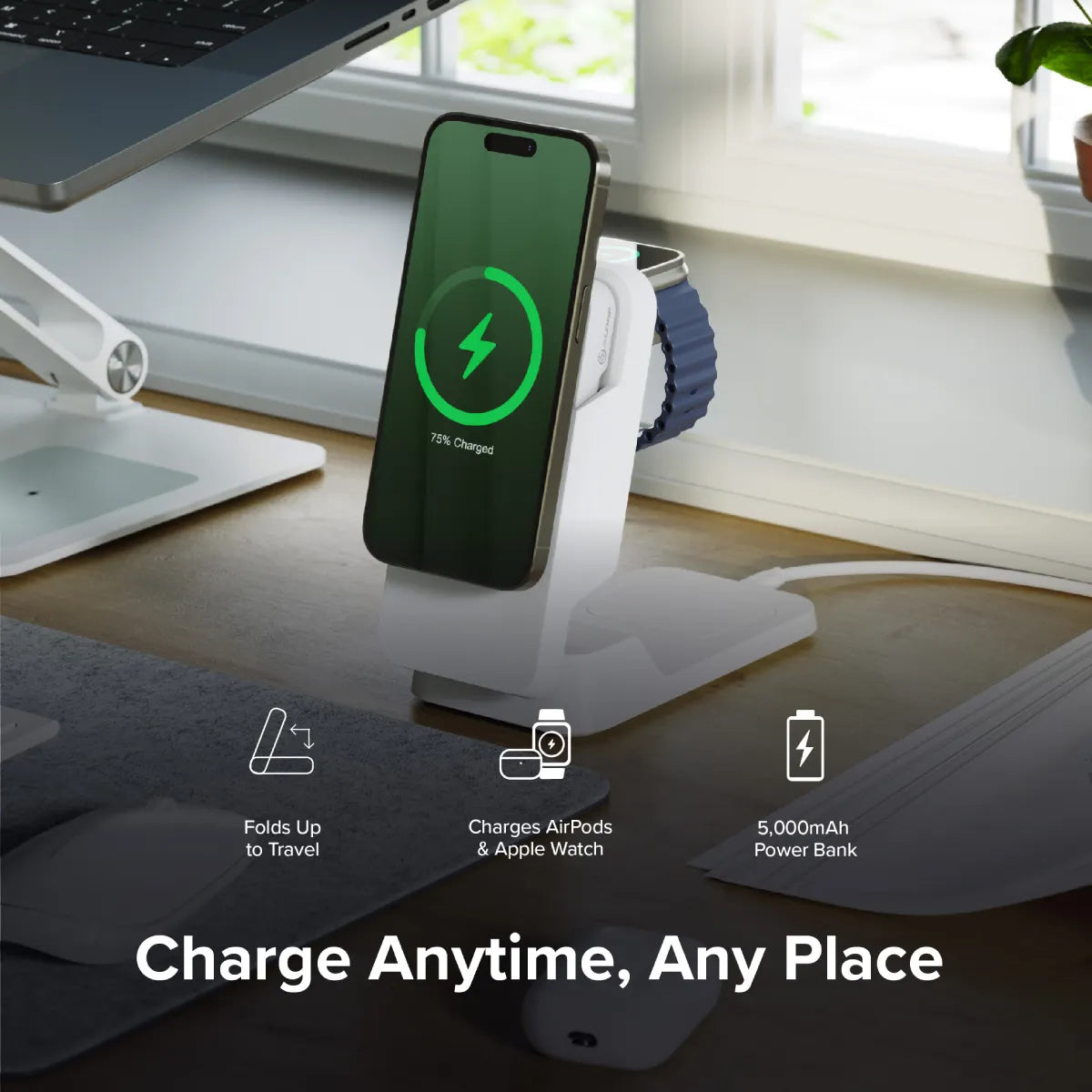 Matrix ULTIMATE 3-in-1 Wireless Charger with 5,000mAh MagSafe Power Bank