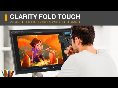 Clarity Fold Touch 27 インチ 4K UHD モニター、65W 電力供給、ウェブ